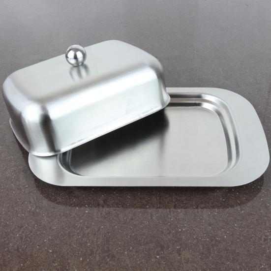 Блюдо для масла с крышкой из нержавеющей стали, не содержащее бисфенола А, безопасный ящик для хранения в посудомоечной машине для торта с маслом, хлеба, фруктов, домашнего ресторана, отеля, кухни