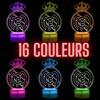 Lampe de Chevet 3D LED Real Madrid Football, Veilleuse changement de couleurs, Lampe Tactile Bureau et Chambre, idée cadeau