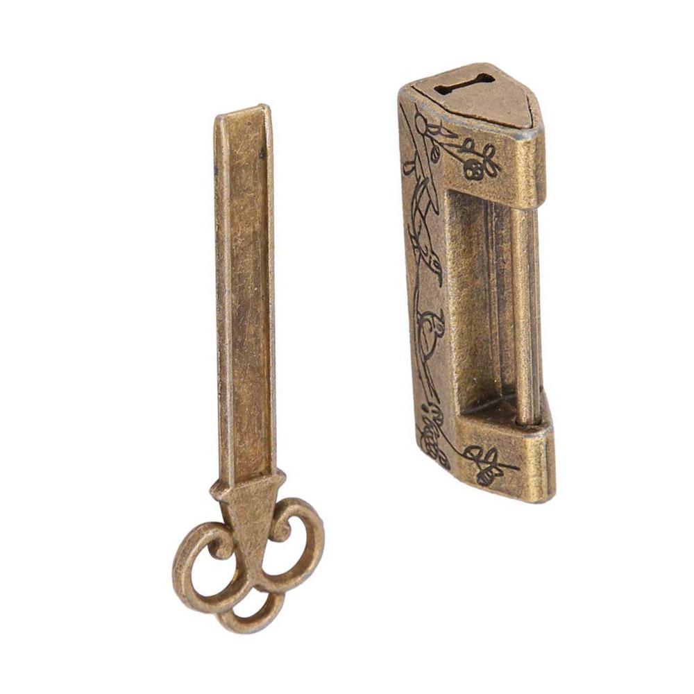 4pcs Decorative Design Chinese Style Padlock Bronze Finish Small Padlock Antique Cabinet