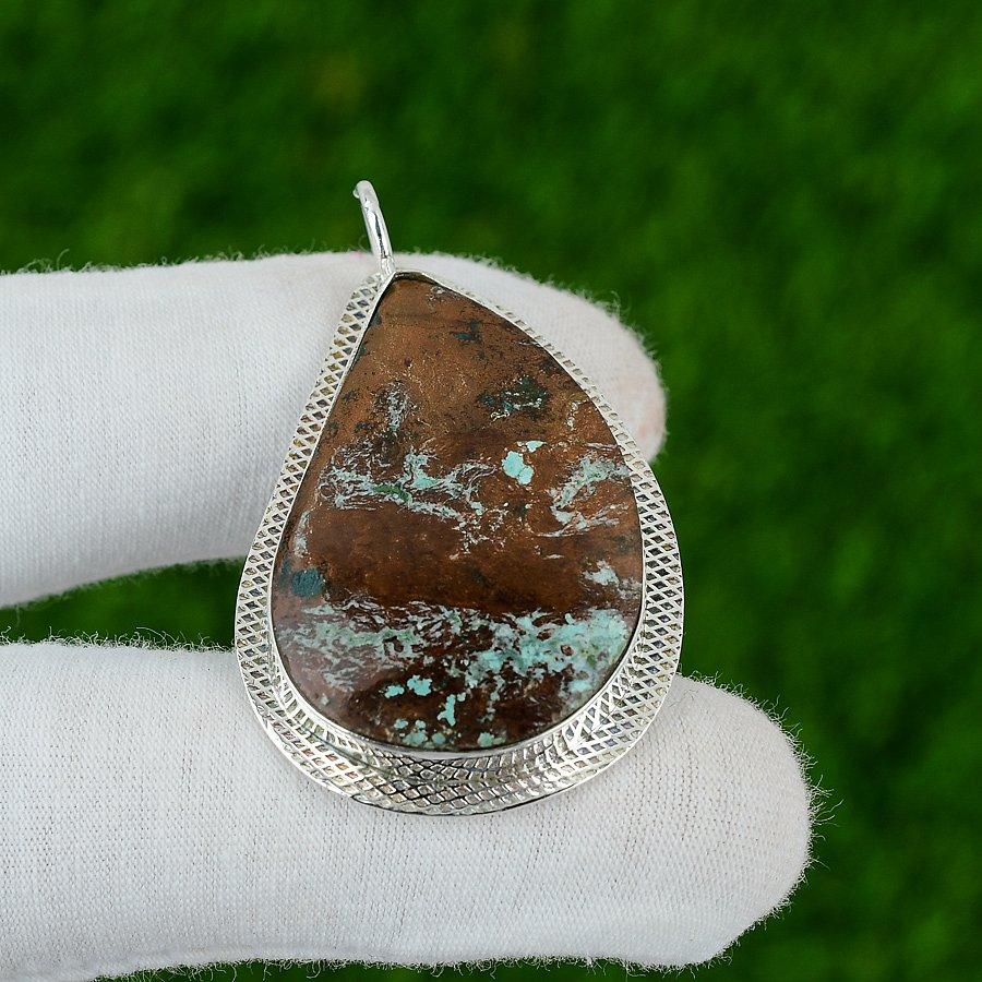 Натуральный тибетский бирюзовый драгоценный камень Ювелирные изделия 925 стерлинговое серебро Подвеска для женщин