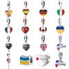 New Copper Heart Shaped Ukrainian British Flag Pendant Form Suitable For Original Charm Bracelet Diy Boutique Jewelry