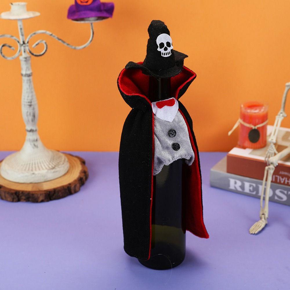 Funny Halloween Wine Bottle Covers Cloth Art Red Wine Bottle Bag Cloak Wine Bottle Covers Desktop