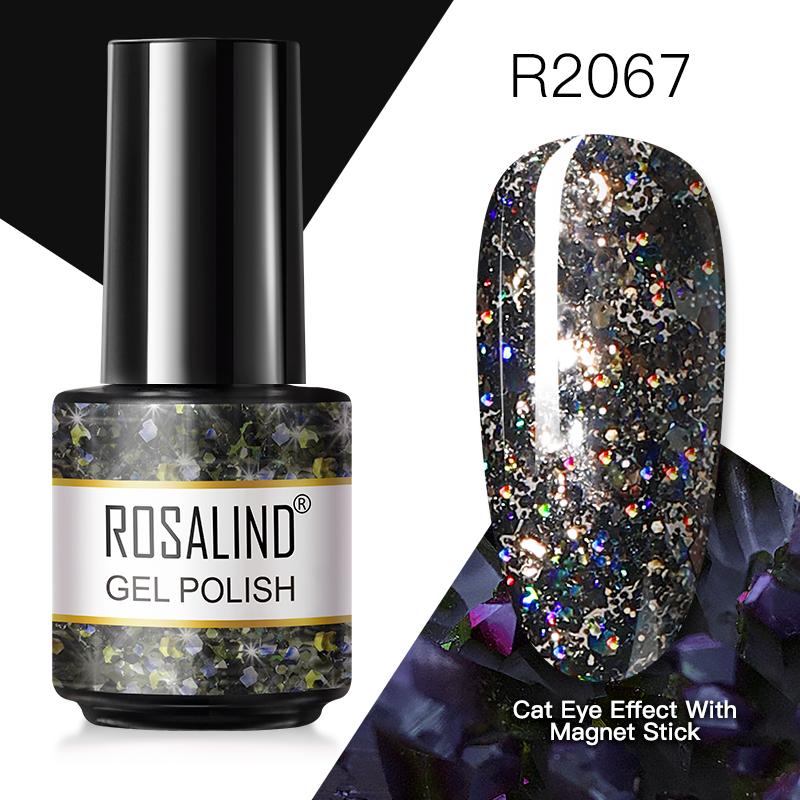 ROSALIND MINI 7 мл гель-лак для ногтей с вспышкой, долговечная основа «кошачий глаз», матовое верхнее покрытие, УФ-светодиод для дизайна ногтей