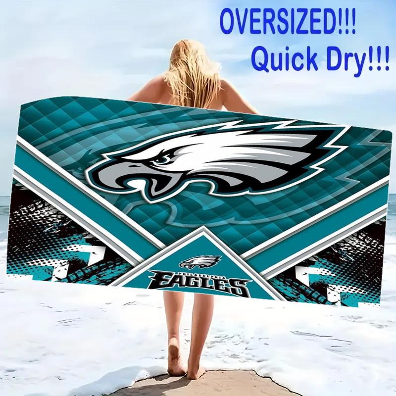 Philadelphia Eagles Print Beach Towel, Large Soft Quick Dry Towel for Beach Camping Swimming