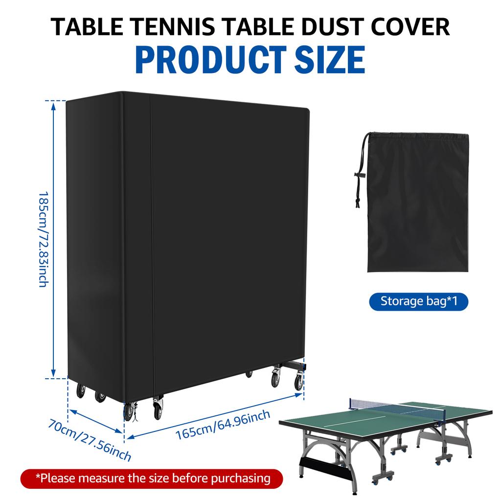 Table Tennis Table Cover Heavy Duty Waterproof Outdoor Indoor Ping Pong Table Storage Covers Sun Protection Cover 165x70x185cm