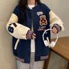 Women's Thick Outerwear for Spring Autumn and Winter Loose Casual Baseball Jacket Polo Collar Coat