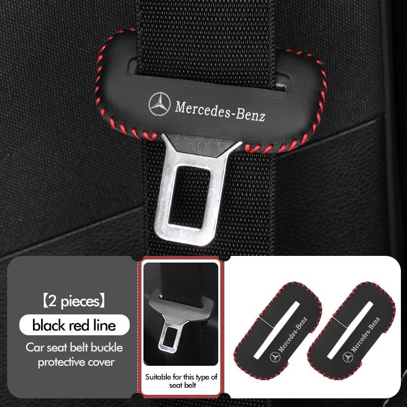 1/2pcs Car Leather Safety Belt Buckle Plug Protective Covers Interior Accessories For Benz AMG W213 W124 W108 W126 Exclusive R3