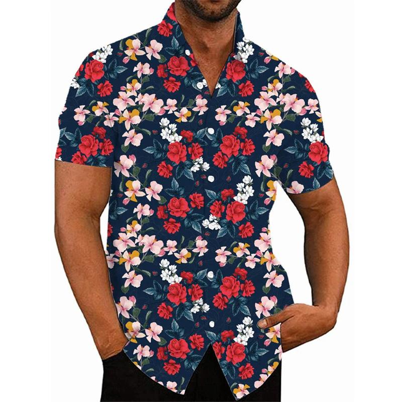 Men's Shirt For Men 3D Printed Flower Hawaiian Summer New Fashion Beach Shirt Comfortable Top Blouse Short Sleeves Streetwear