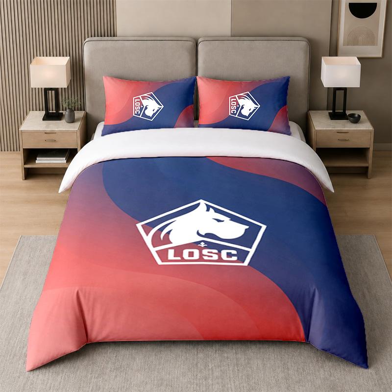3Pcs Bedding SetLOSC Lille FC Soft Bed Sheet and Two Pillowcases Home Bedroom Decor