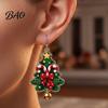 Winter Outfit Accessories 1 Pair Acrylic Christmas Tree Dangle Earrings, 2D Flat Xmas Cute Jewelry Bow Candy Cane Earrings with Bell, Holiday