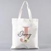 Custom Name White Canvas Tote Bag Large Capacity Foldable Supermarket Shopping Bag For Women Shopper Personalized Handbags