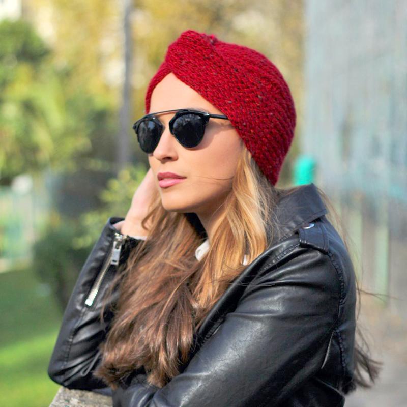 1Pc Women Headwear Cancer Chemo Beanie Hat Hair Loss Turban Solid Color Knitted Cap Head Wrap Polyester