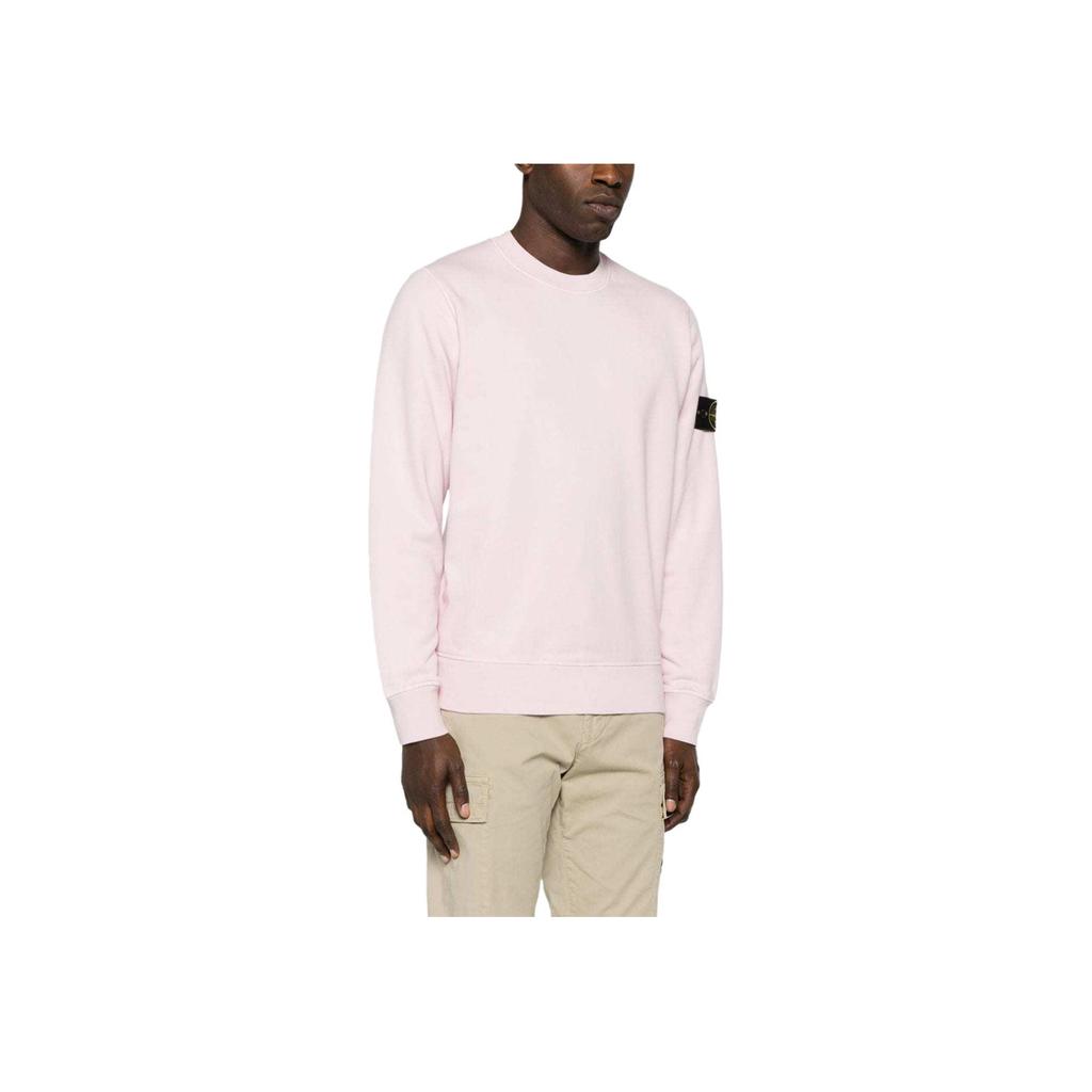 STONE ISLAND Classic Badge Solid Color Crew Neck Long Sleeve Sweatshirt Unisex Sweatshirt Light-Pink 801563051-V0080