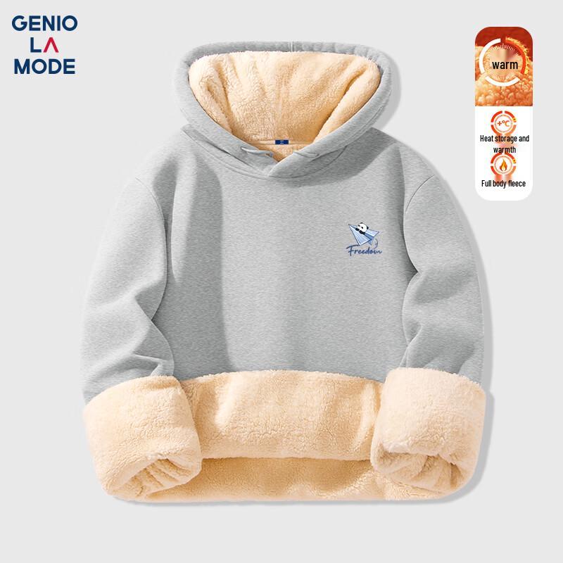 GENIOLAMODE Мужская толстовка с капюшоном, на флисовой подкладке, тяжелая