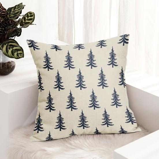 45x45СМ Наволочка на декоративную подушку с рождественской елкой, Наволочка с принтом рождественской елки, Домашняя гостиная, Спальня, Диван, Кровать, Декоративная квадратная наволочка