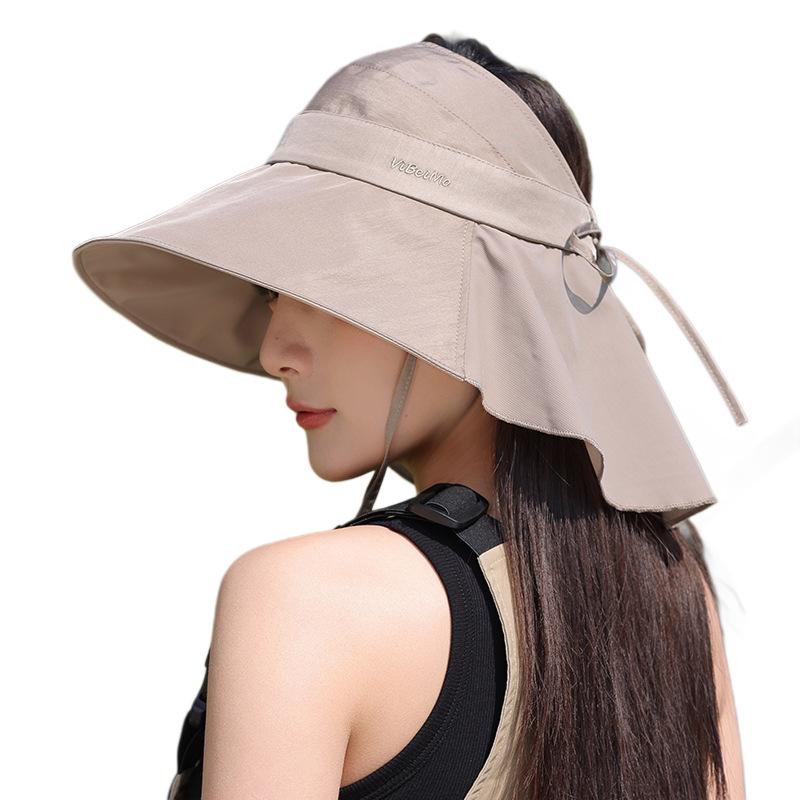 Wide-brimmed open-top sun protection hat for women, summer outdoor breathable UV protection sun hat, hiking and mountaineering shawl hat