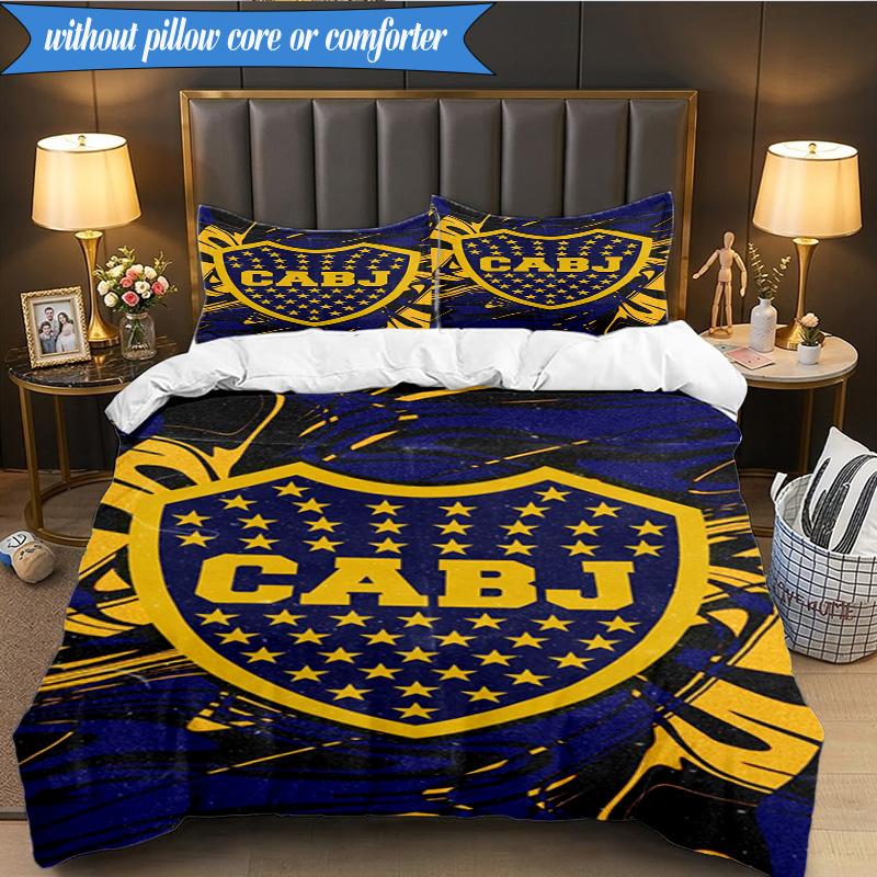 3PCS Boca Juniors Football Club Design Soft Bedding Set,Including 1pc Duvet Cover And 2pcs Pillowcases Perfect for Bedroom, Dormitory, Fan gift