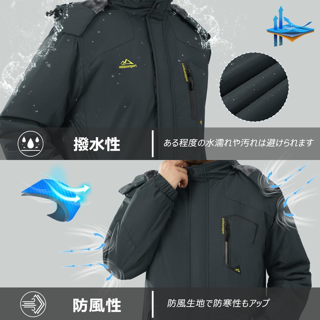 Cold Weather Fleece Mountain Outdoor Windproof Soft Shell Snowboard Gray JP M [KEFITEVD] Men's Clothing, Lining, Parka, Military, Jacket, Jacket,