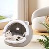 Yousheng Милая Кот-Пещера Кровать Забавная Кошачья Гнездо с Подвесным Шариком Уютная Кошачья Успокаивающая Кровать с Ушками Моющаяся Съемная Подушка для Домашних Кошек Котят
