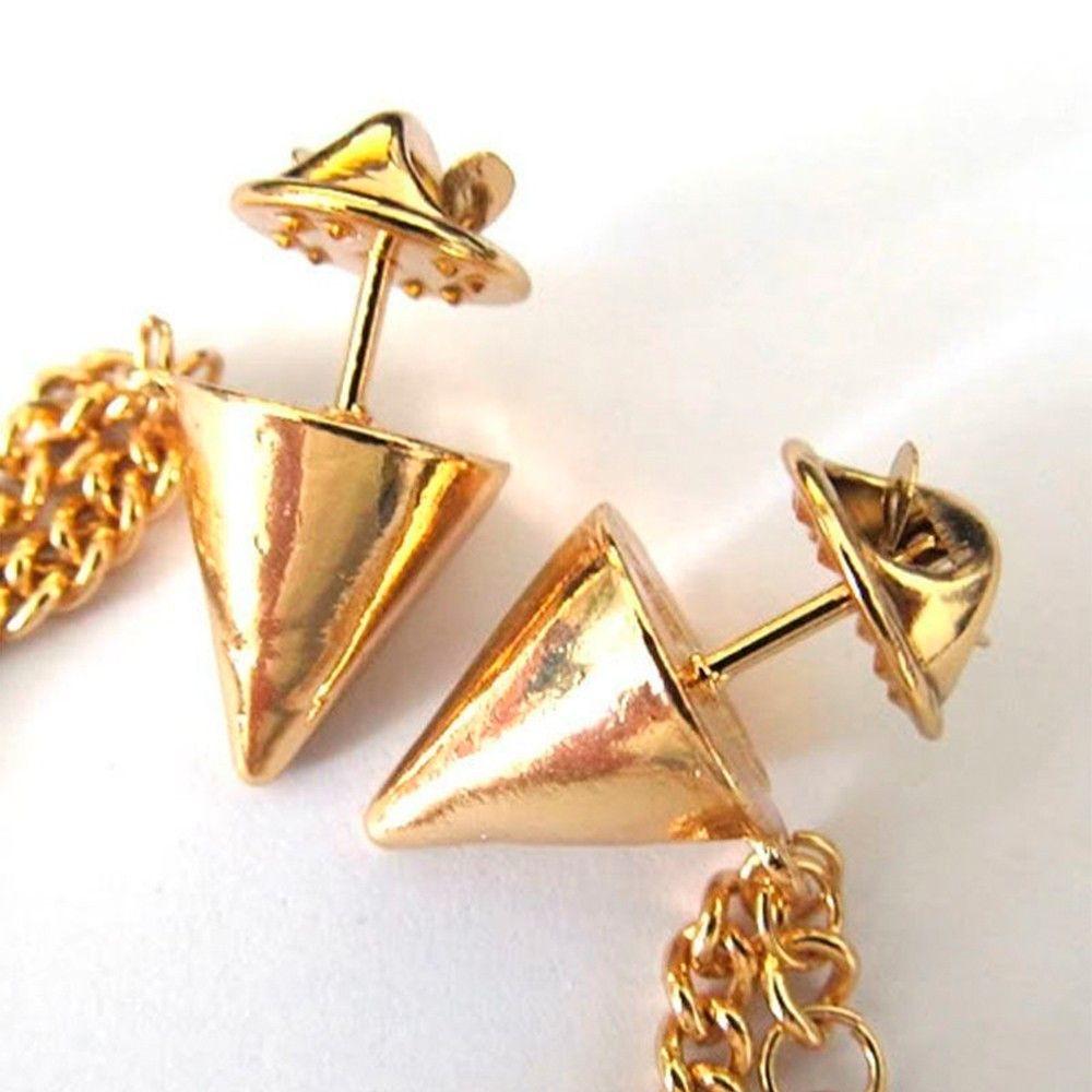 Party Tassels Rivet Chunky Stud Blouse Chain Jewellery Necklace Brooch Tip Collar Pin Spike