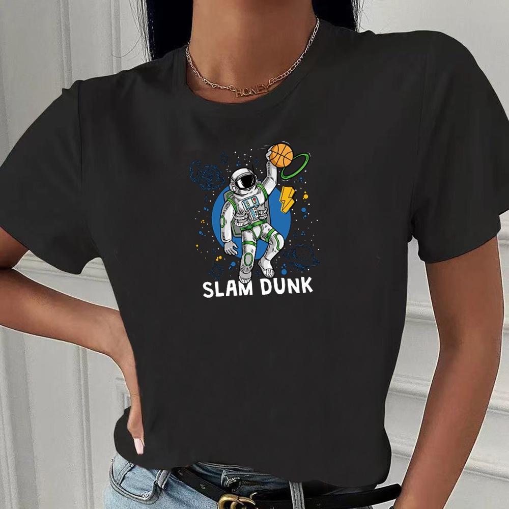 Модная летняя женская футболка с принтом астронавта, повседневная дышащая женская футболка с круглым вырезом и коротким рукавом, женская одежда, уличная одежда