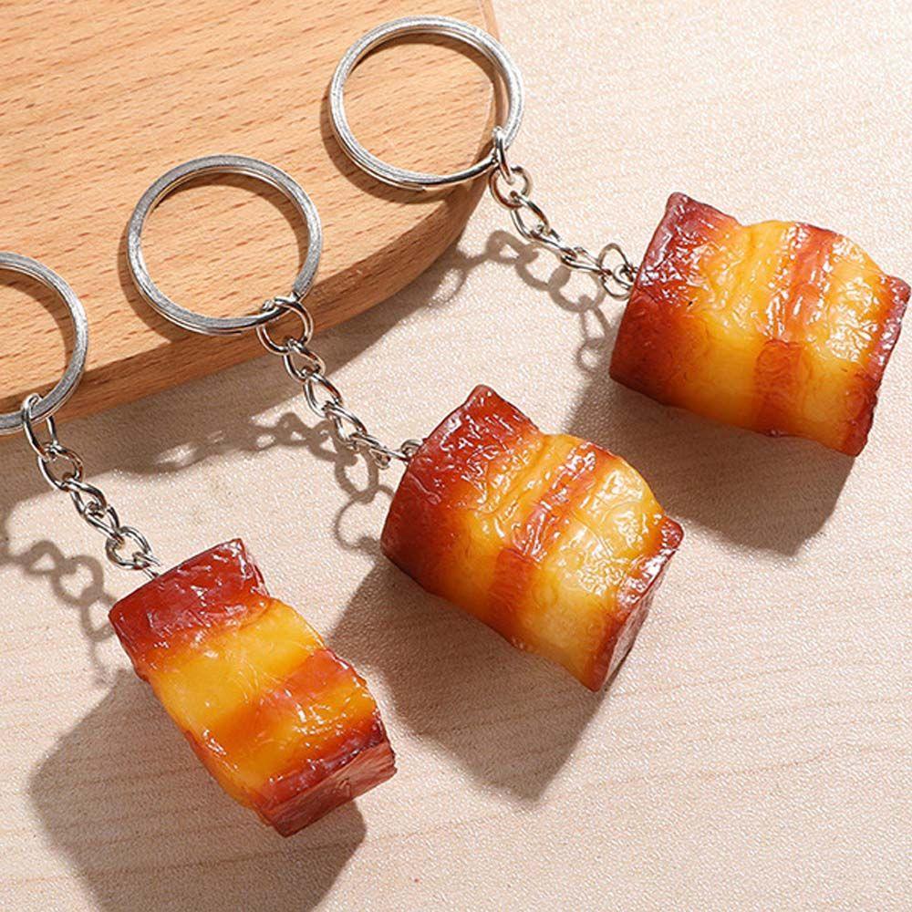 PVC Drumstick Trotters Fast Food Key Ring Simulation Food Keychains Bag Pendant Fashion Jewelry