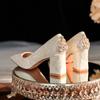 Женские туфли на высоком каблуке со стразами, с острым толстым каблуком, для вечернего платья, свадебные туфли, одинарные туфли Muse Fan