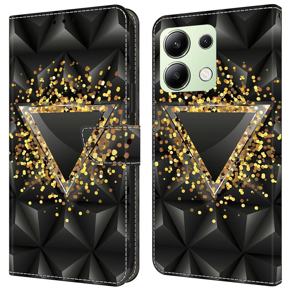 Для Xiaomi Redmi Note 13 4G кожаный чехол с принтом и бумажником-подставкой для телефона