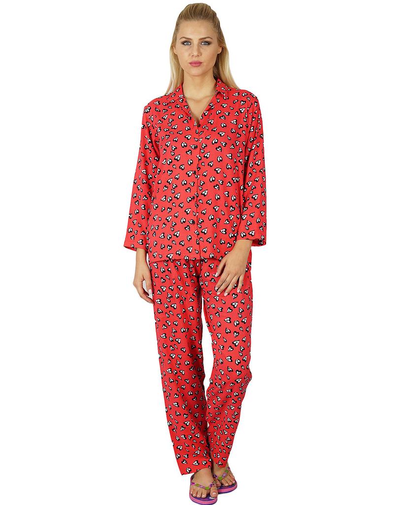 Bimba Women Rayon Night Wear Pajama Set Printed Full Sleeve Shirt with