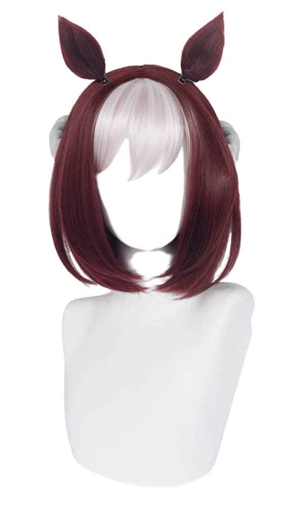 Special Week-style Cosplay Wig, Heat-Resistant, 35cm, Disguise Wig, Cosplay Wig with Net and Comb, Brown (Wig, Ears, and Tail)