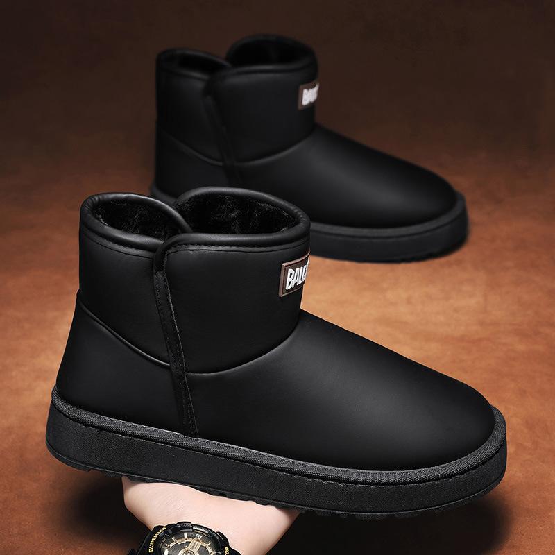 Мужские зимние сноубутсы, непродуваемые и теплые, с утолщенной подкладкой, высокие хлопковые ботинки, уличные водонепроницаемые зимние ботинки, модные хлопковые ботинки