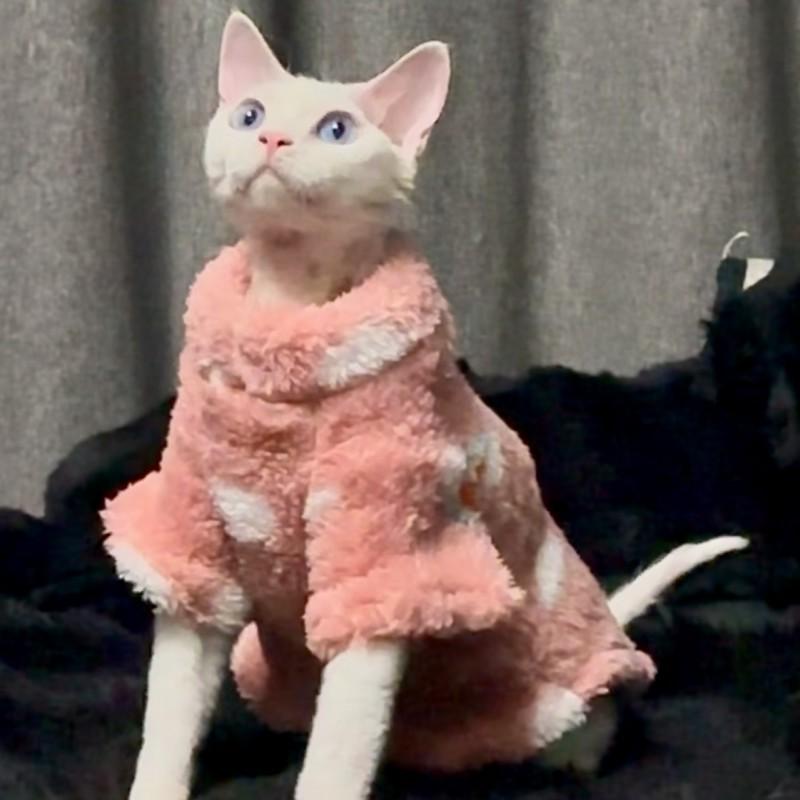 Sphynx Cat Clothes Winter Warm Devon Rex Cornish Shorthair Fleece Pajama Small Pets