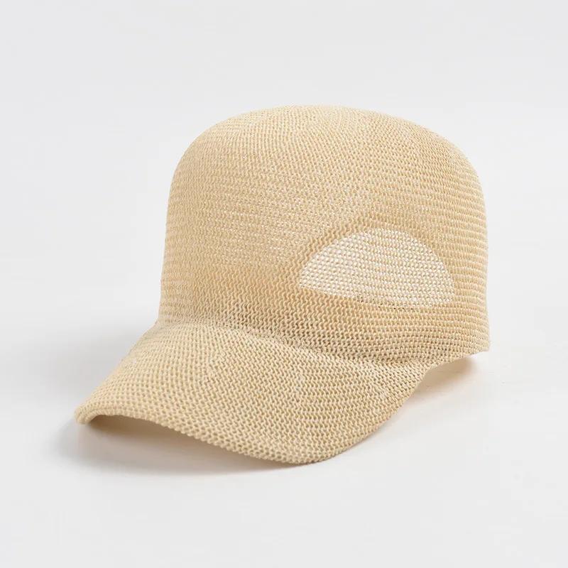 2024 New Summer Breathable Straw Baseball Cap Men Outdoor Paper Sun Hats Women Solid Color Adjustable Shade Beach Hats