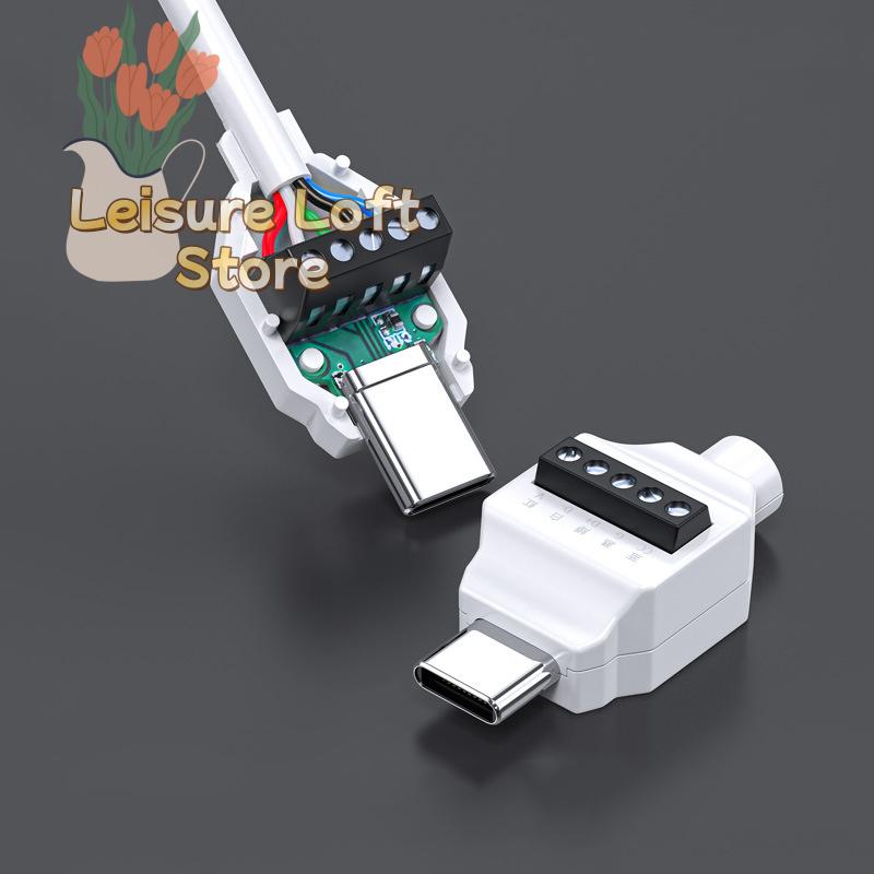 Solderless USB-C Connector Plug Kit DIY Fast Charging Cable Repair Kit for Phones Tablets & Power Banks