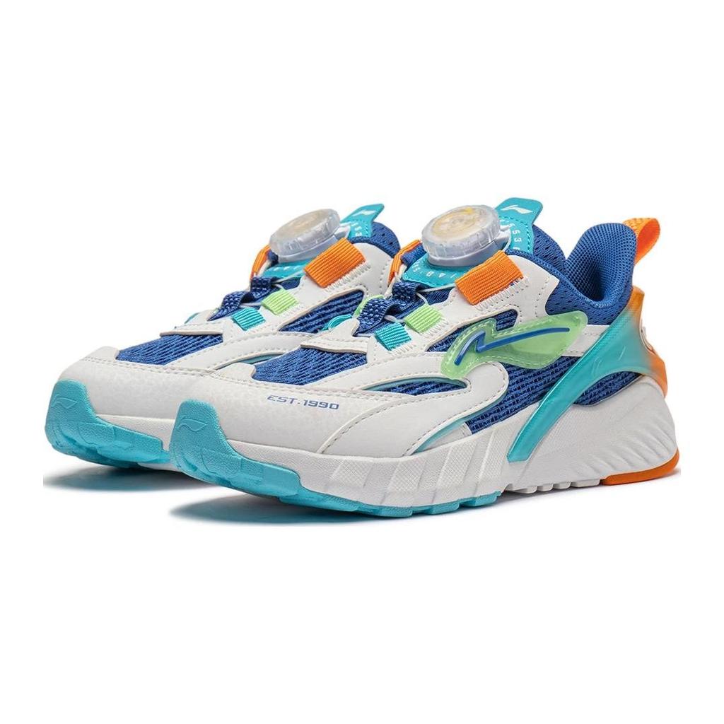 Li Ning Kids Galaxy V2 универсальные модные нескользящие амортизирующие низкие повседневные кроссовки детские кроссовки синего и белого цвета YKNU004-1