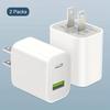Набор из 2 высокоскоростных зарядных блоков USB C - Адаптер Power Delivery с двумя портами и быстрой зарядкой Type C