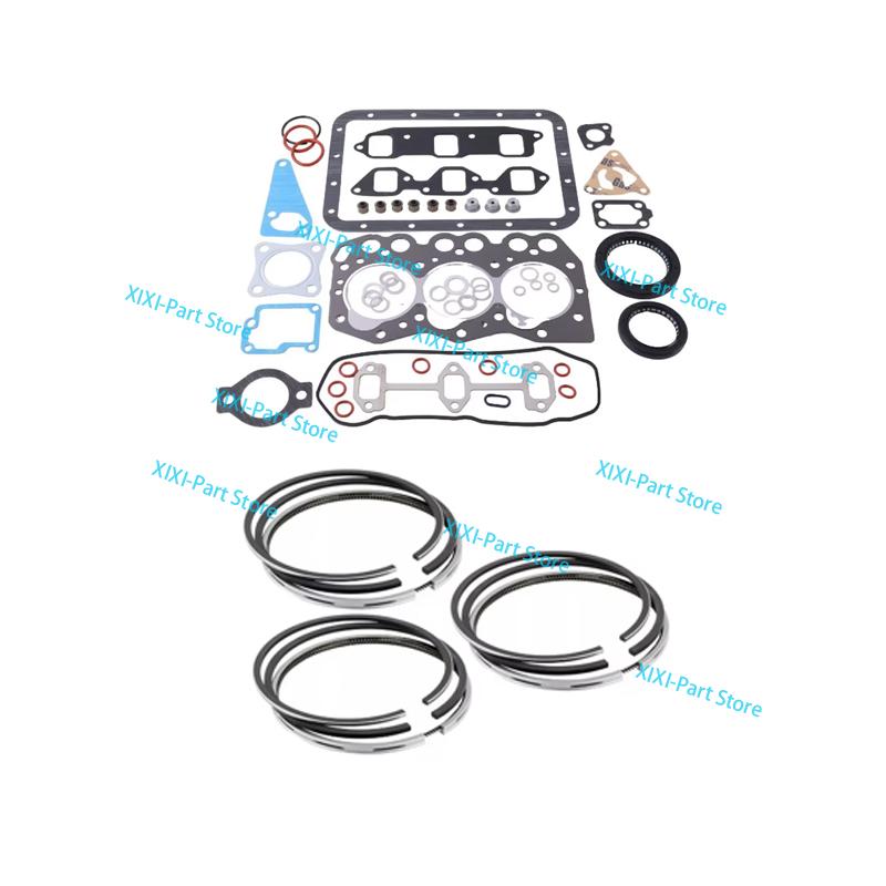 3TN66 Full Gasket Kit Set +Piston Ring 66*1.5+1.5+3.5 For Yanmar Engine 3-Cylinder Head Gasket Overhaul Rebuild Kit