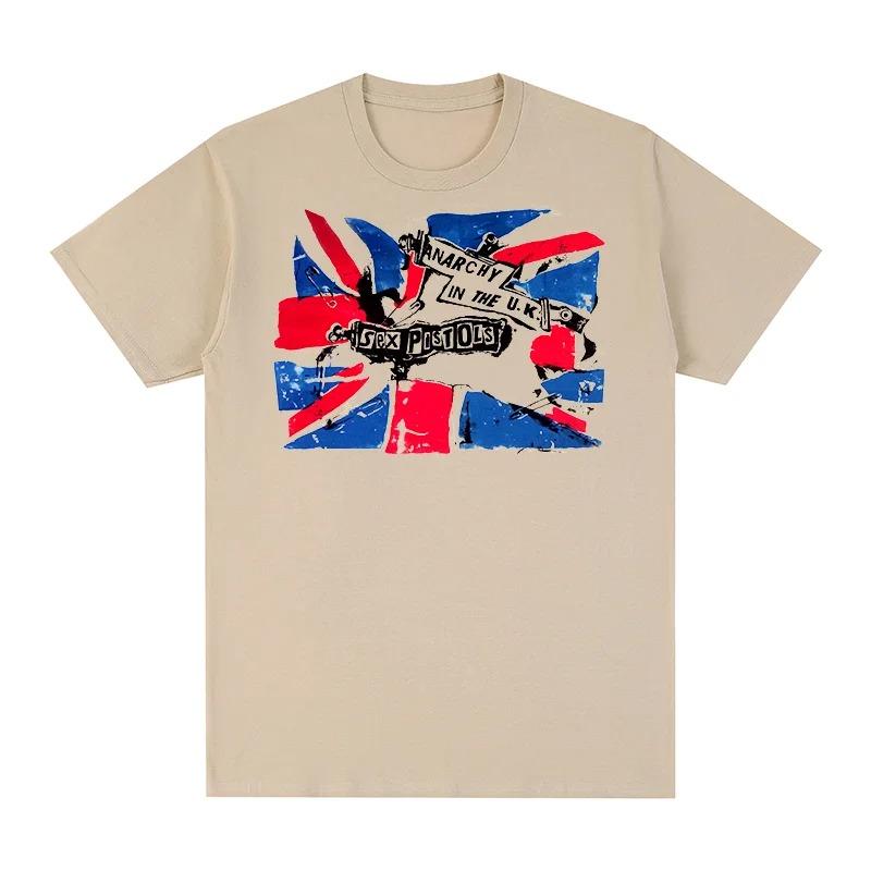 Sex Pistols "Anarchy in the U.K." Union Jack Punk T-Shirt, Unisex British Punk Rock Fan Streetwear Tee, 100% Cotton Casual Short Sleeve Top