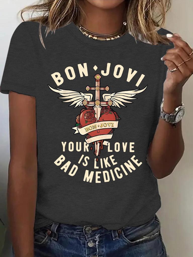Женская летняя футболка с коротким рукавом Bon Jovi - Новая мода