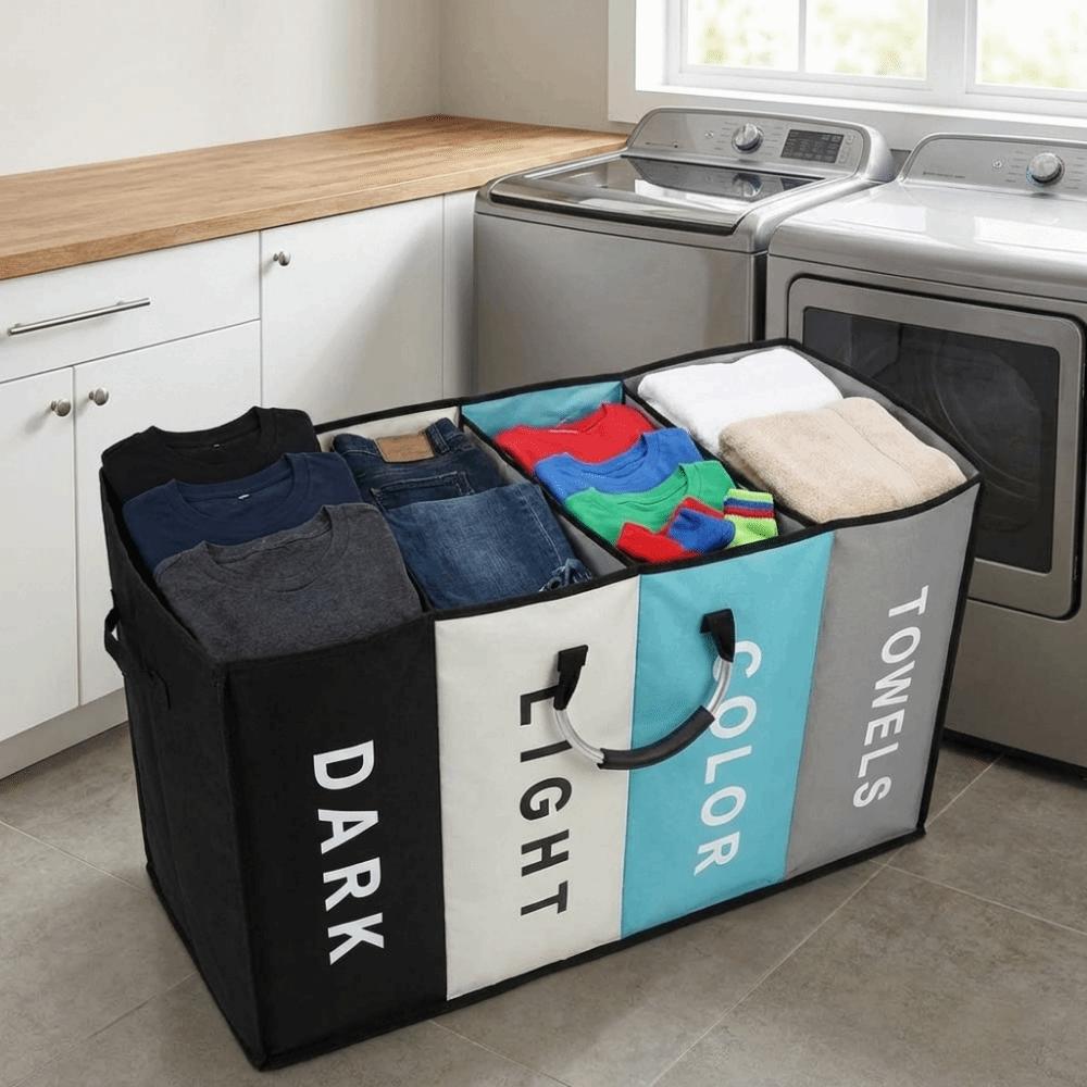 Folding Divided Laundry Basket Oxford Cloth Miscellaneous Storage Bag Closet Organizer for Home