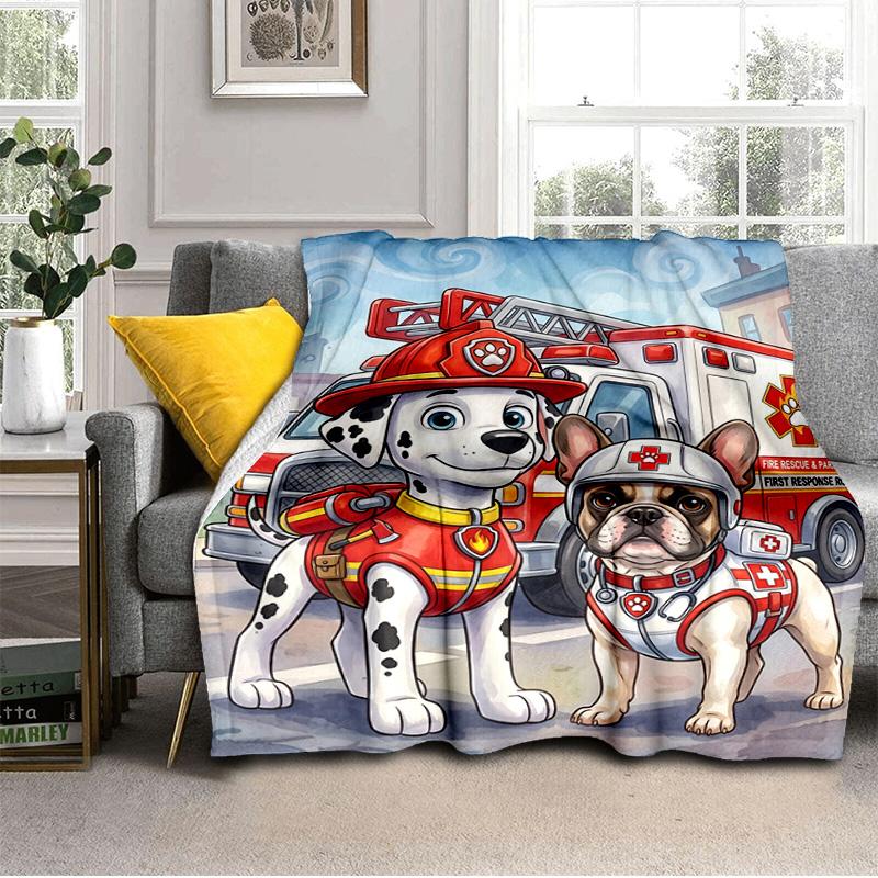 Firefighter Puppies Paw Saving The Day Blanket Suitable for Sofas, Beds, Offices, And Camping - Perfect Gift for Halloween Christmas