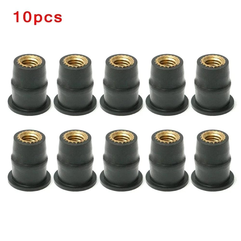 10Pcs Universal Motorcycle Windscreen Nuts Rubber M5 Windshield Bolts Screws Brass Nut Fastener