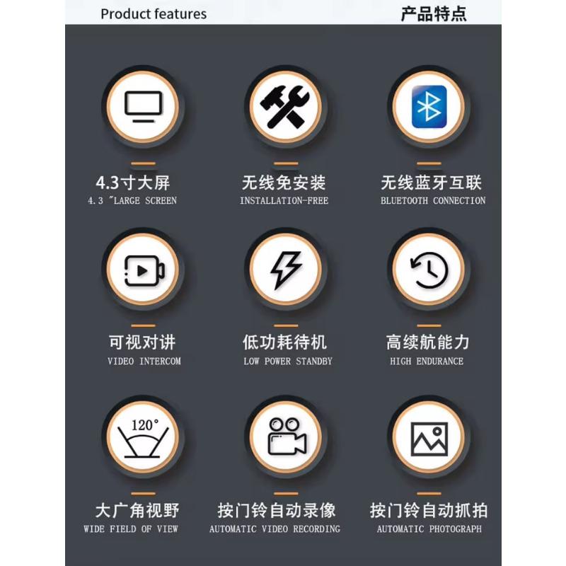 Система видеодомофона, видеодверной звонок HD 1080P с микрофоном HiFi для домашней безопасности, объектив 8 МП 70 °, двусторонняя внутренняя связь с питанием от батареи