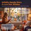 Spooky Party Glass Decor Halloween Window Clings, Pumpkins Skeletons Ghosts And Bats Print Decorative Clings Decals, Electrostatic PVC Static