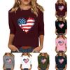 Women's Print Round Neck Top With Three Quarter Sleeves T-Shirt Three Quarter Sleeves T-Shirt