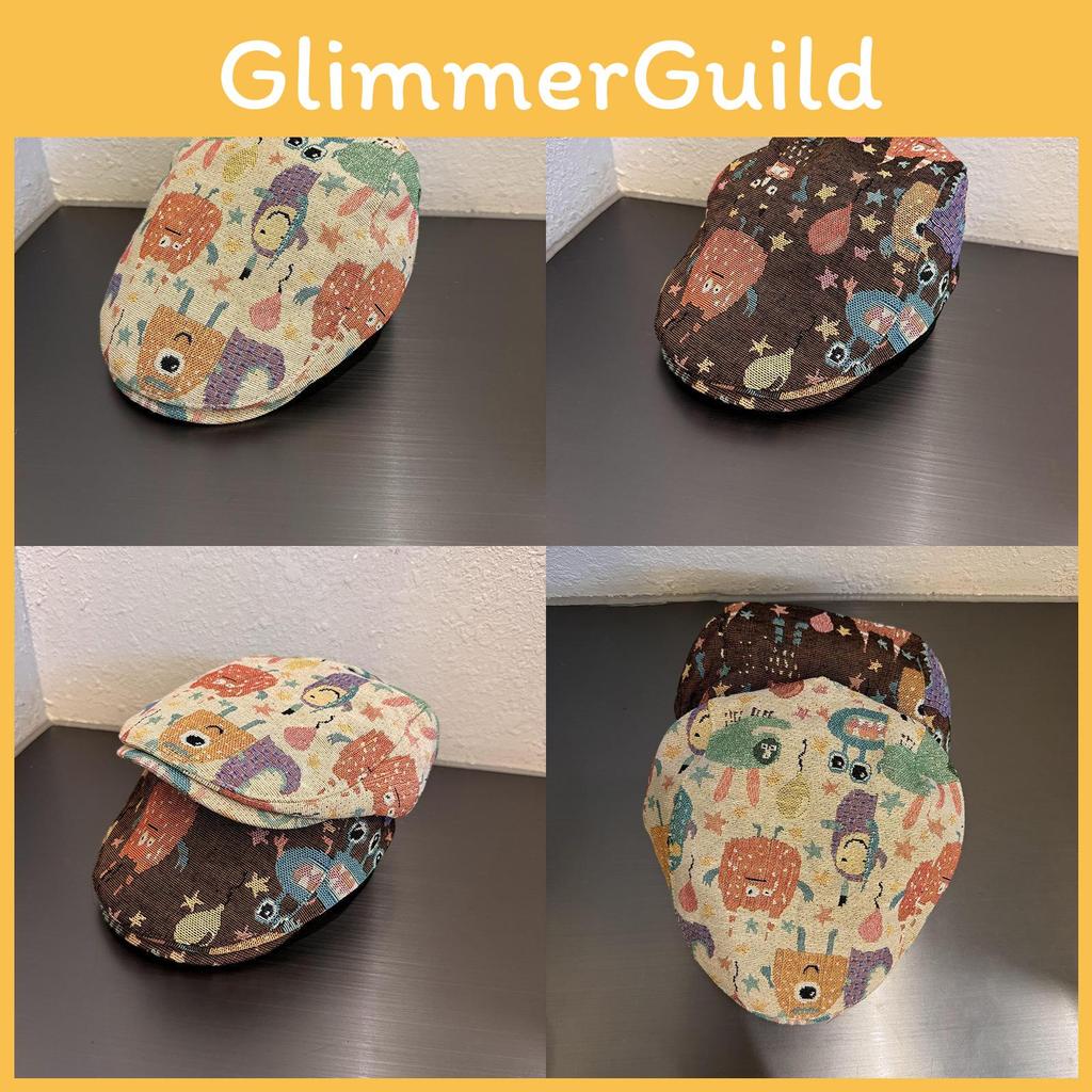 Винтажный берет с японским мультяшным монстром из дышащей хлопковой смеси для повседневной носки