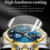 Men's Quartz Multifunctional Chronograph Watch Stainless Steel Waterproof Luminous Diamond Studded Starry Sky Watch