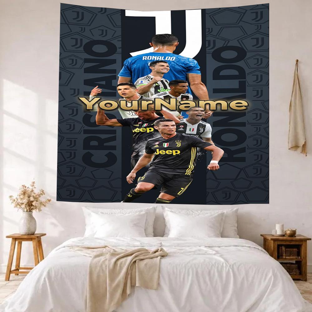 Cristiano Ronaldo Custom Your Name Wall Decor Tapestry Art For Pet Memorial Birthdaywedding Party Backdrop Family Gift
