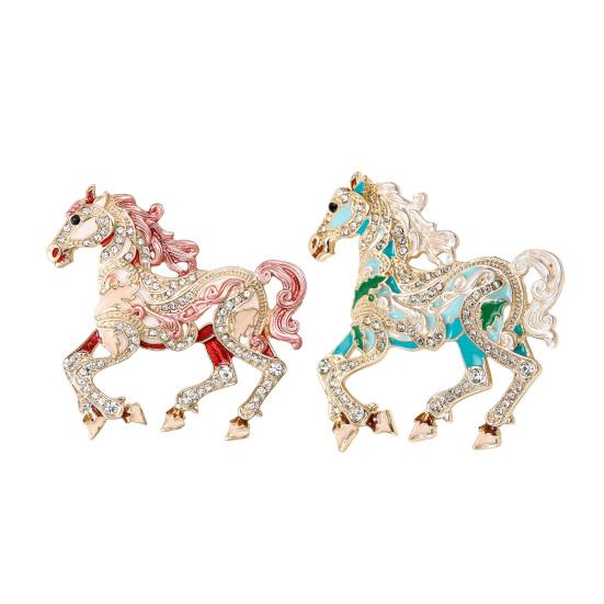Colorful Horse Brooch Rhinestone Encrusted Alloy Horse Lapel Pin Animal Brooch Pin Outfit Accessory for Clothes Hats Bags Scarves