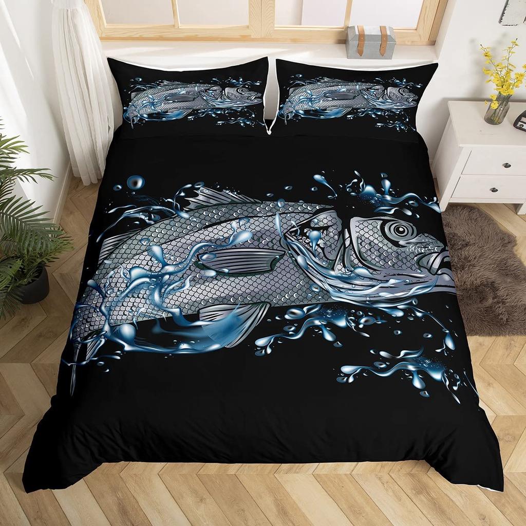 Комплект постельного белья бирюзового цвета с изображением морского животного, пододеяльник с изображением охотничьей тематики, леса, джунглей, полиэстеровый чехол
